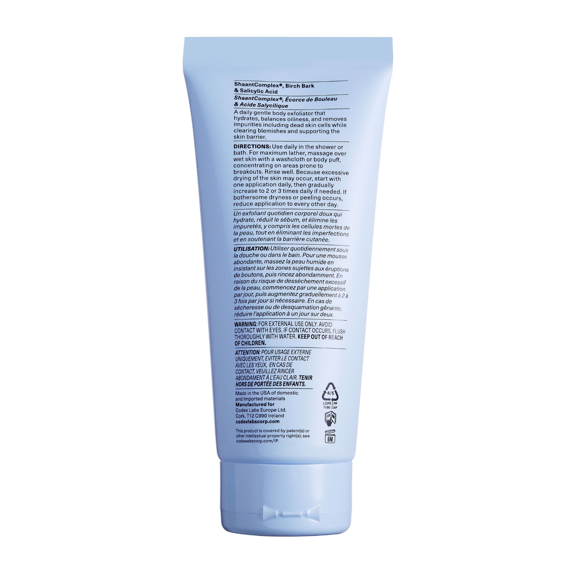 Shaant Hydrating Acne Body Scrub od Codex Labs pro jemnou exfoliaci